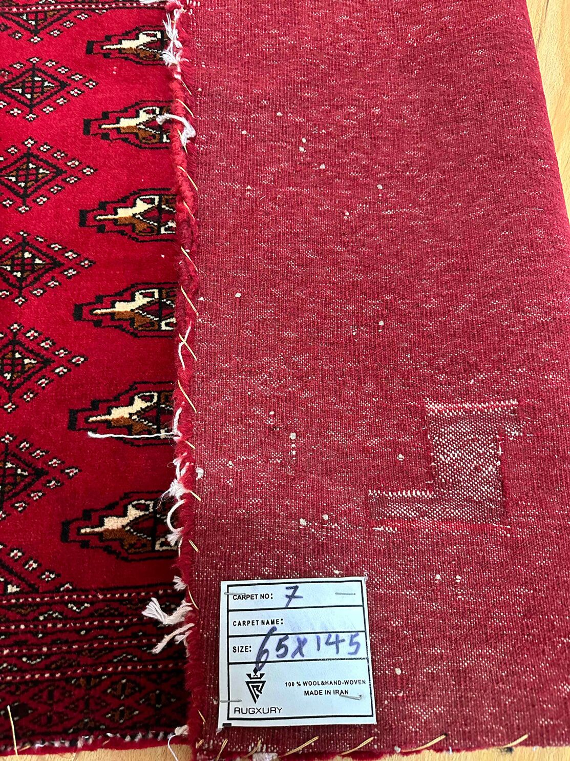 0.65 x 1.45 M Persian Turkoman Poshti Rug - Image 2