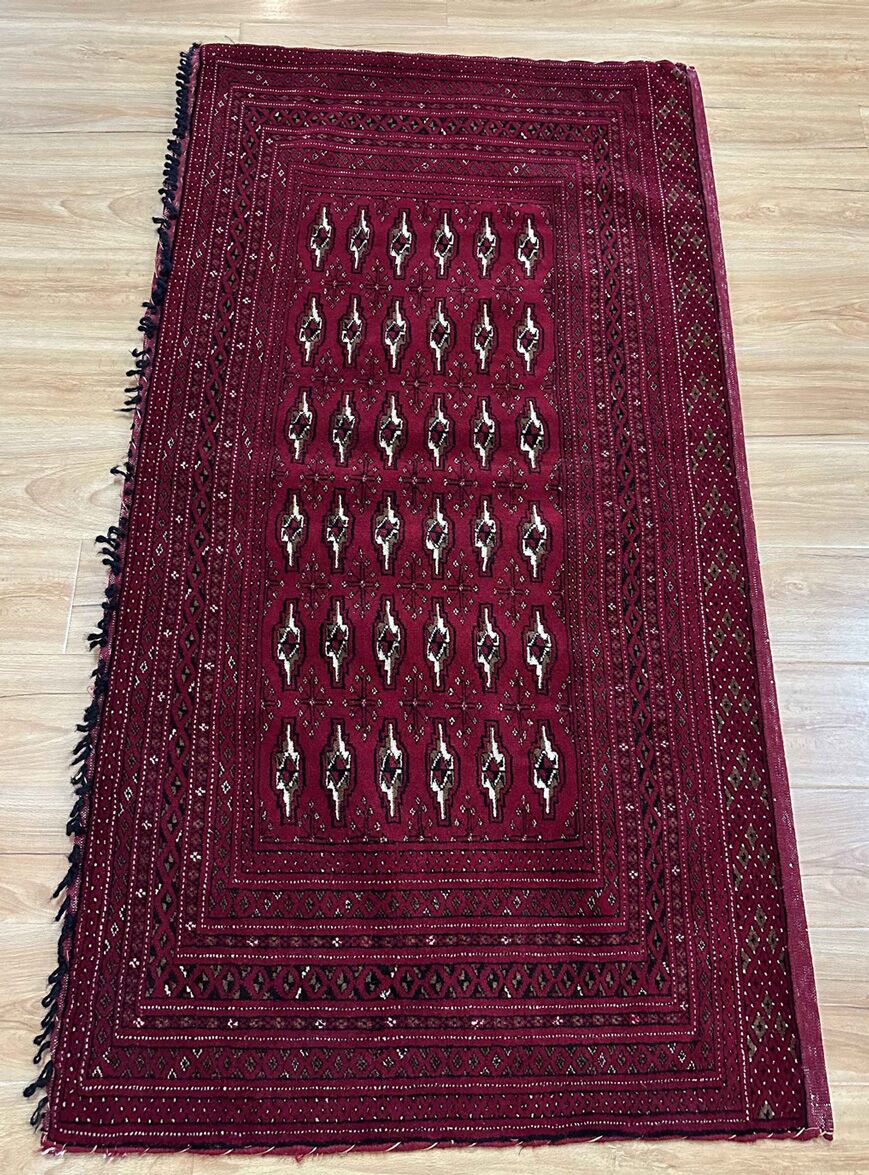 1.33 x 0.7 M Persian Turkoman Poshti Rug - Image 8