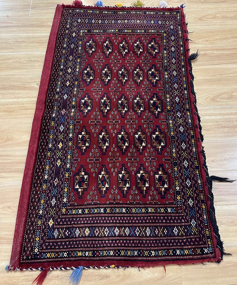 1.3 x 0.75 M Persian Turkoman Poshti Rug - Image 8