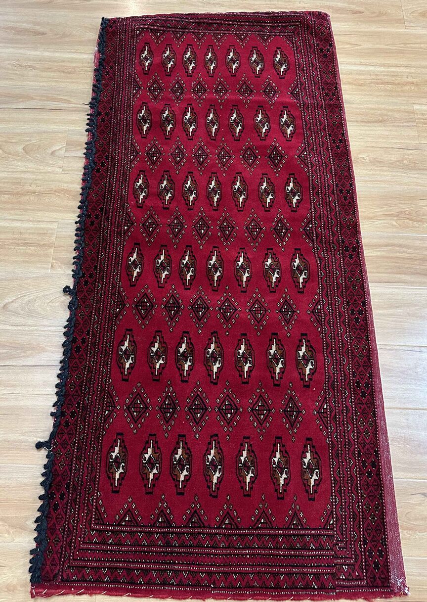 1.45 x 0.65 M Persian Turkoman Poshti Rug - Image 9