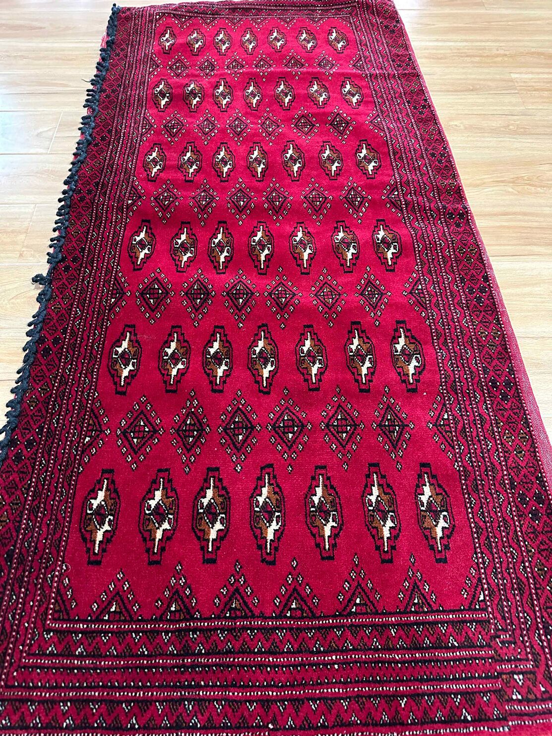 1.45 x 0.65 M Persian Turkoman Poshti Rug - Image 2