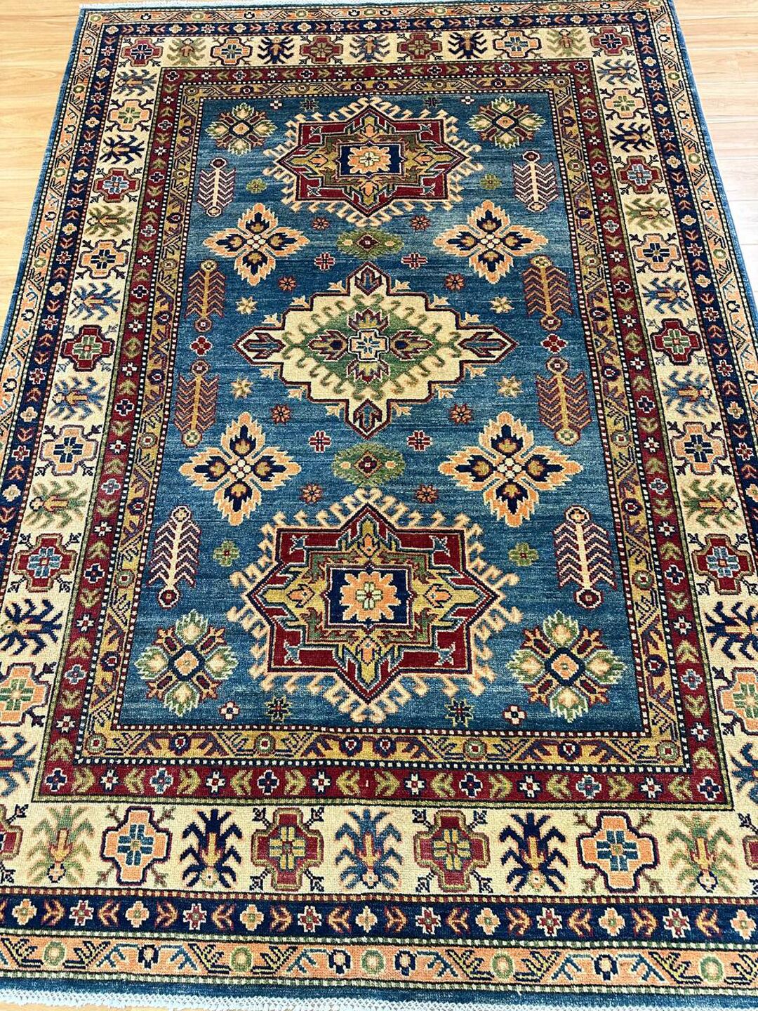 2.37 × 1.68 M Afghan Kazak Rug - Image 4