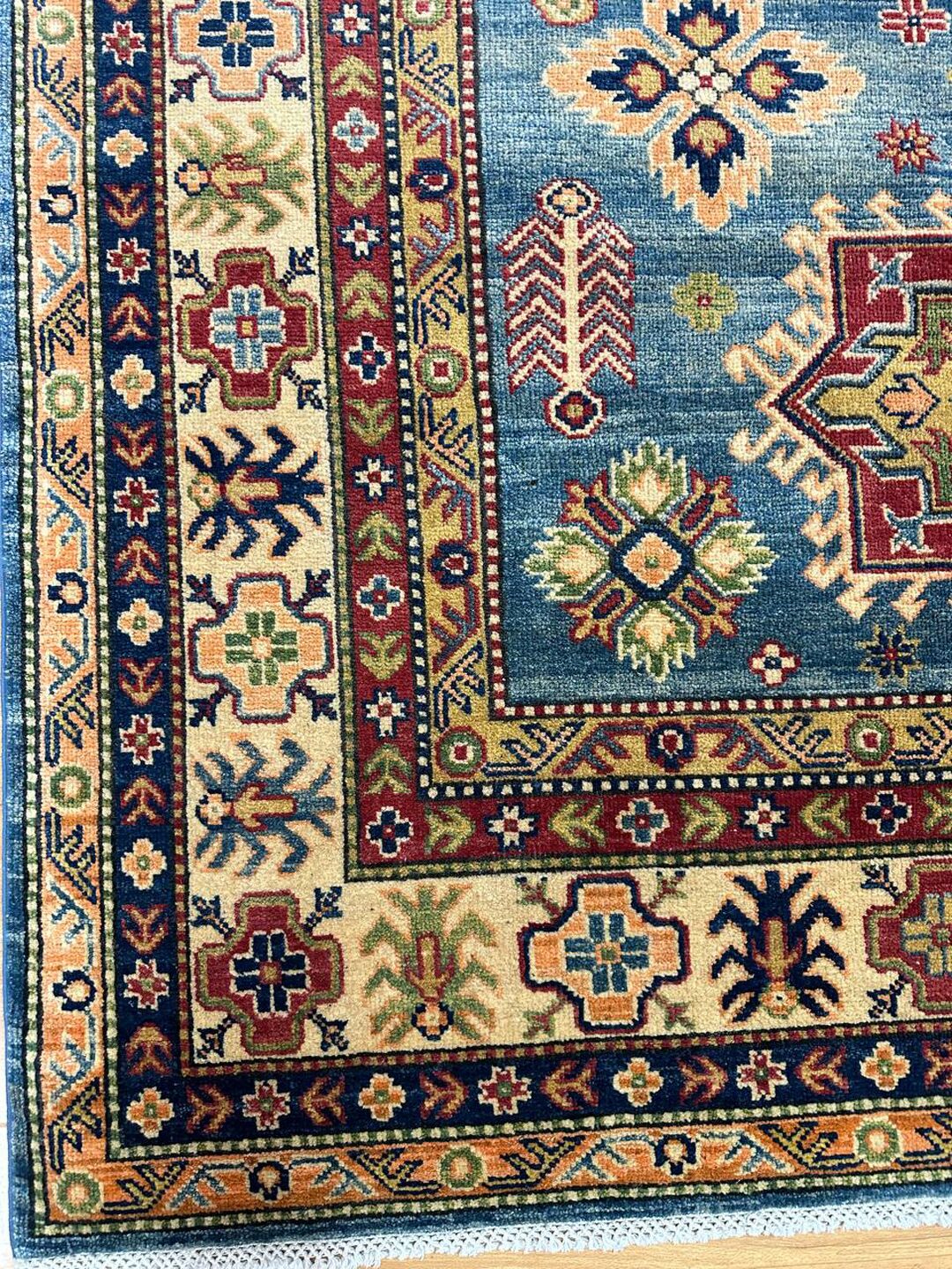 2.37 × 1.68 M Afghan Kazak Rug - Image 7