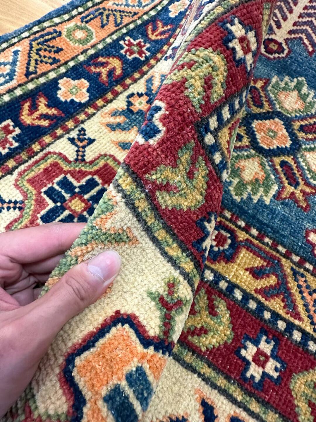 2.37 × 1.68 M Afghan Kazak Rug - Image 5