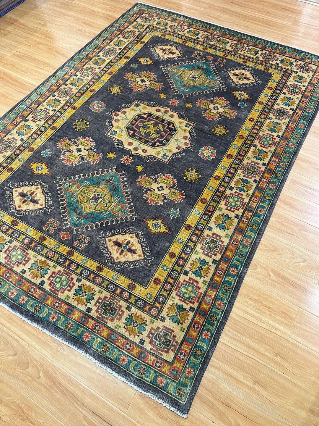 2.35 × 1.65 M Afghan Kazak Rug - Image 2