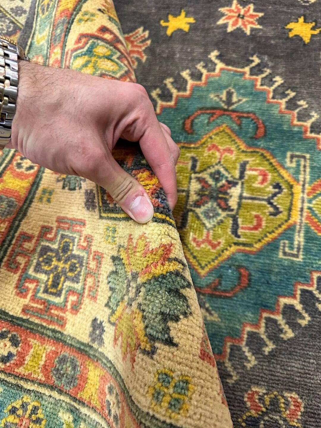 2.35 × 1.65 M Afghan Kazak Rug - Image 9