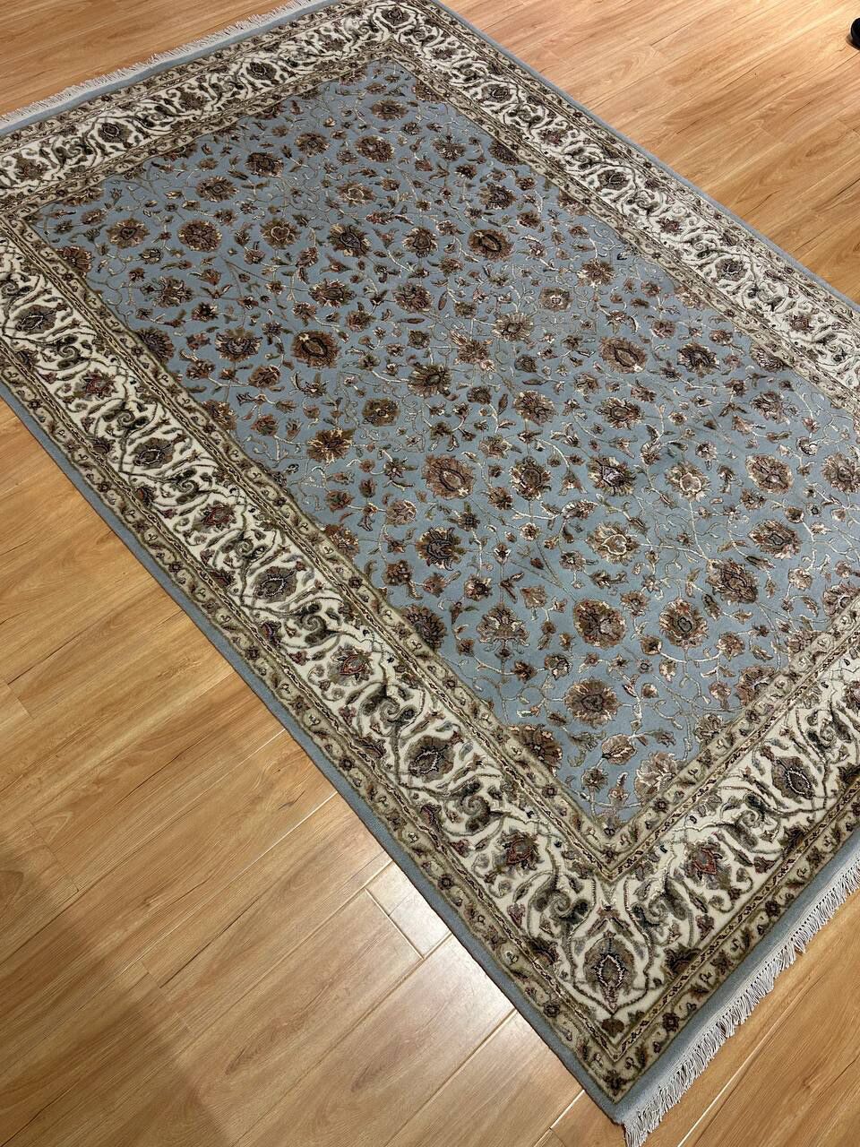 2.3 x 1.6 M Indian Wool & Silk Embossed Pattern Rug - Image 3