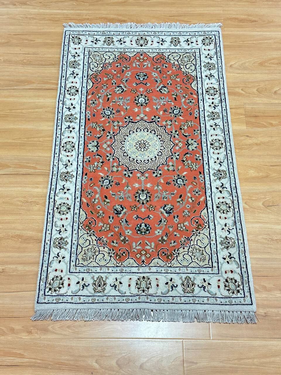 1.3 x 0.7 M Indian Wool & Silk Nain Design Rug - Image 2