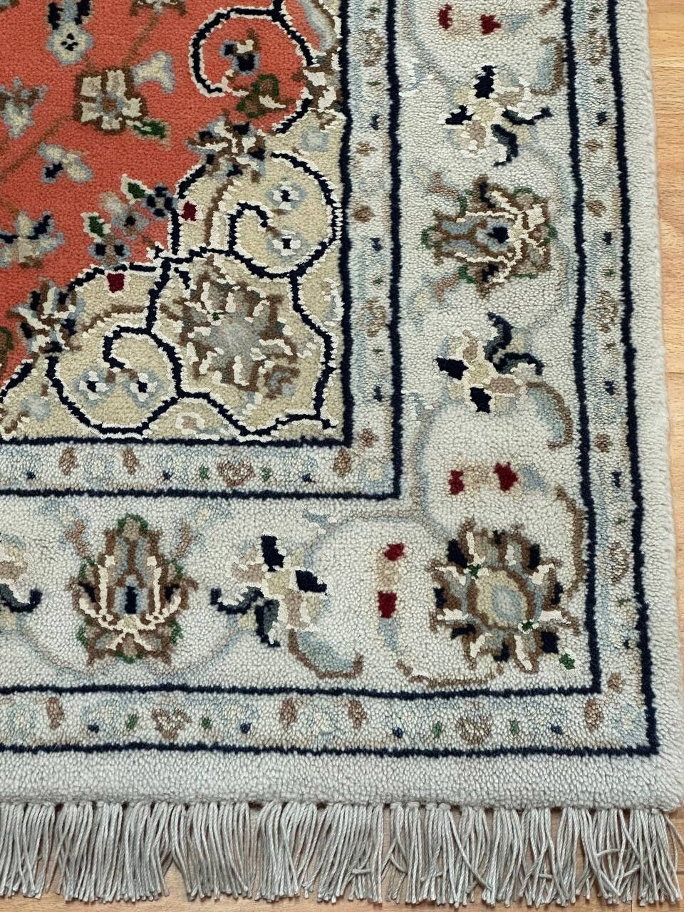 1.3 x 0.7 M Indian Wool & Silk Nain Design Rug - Image 4