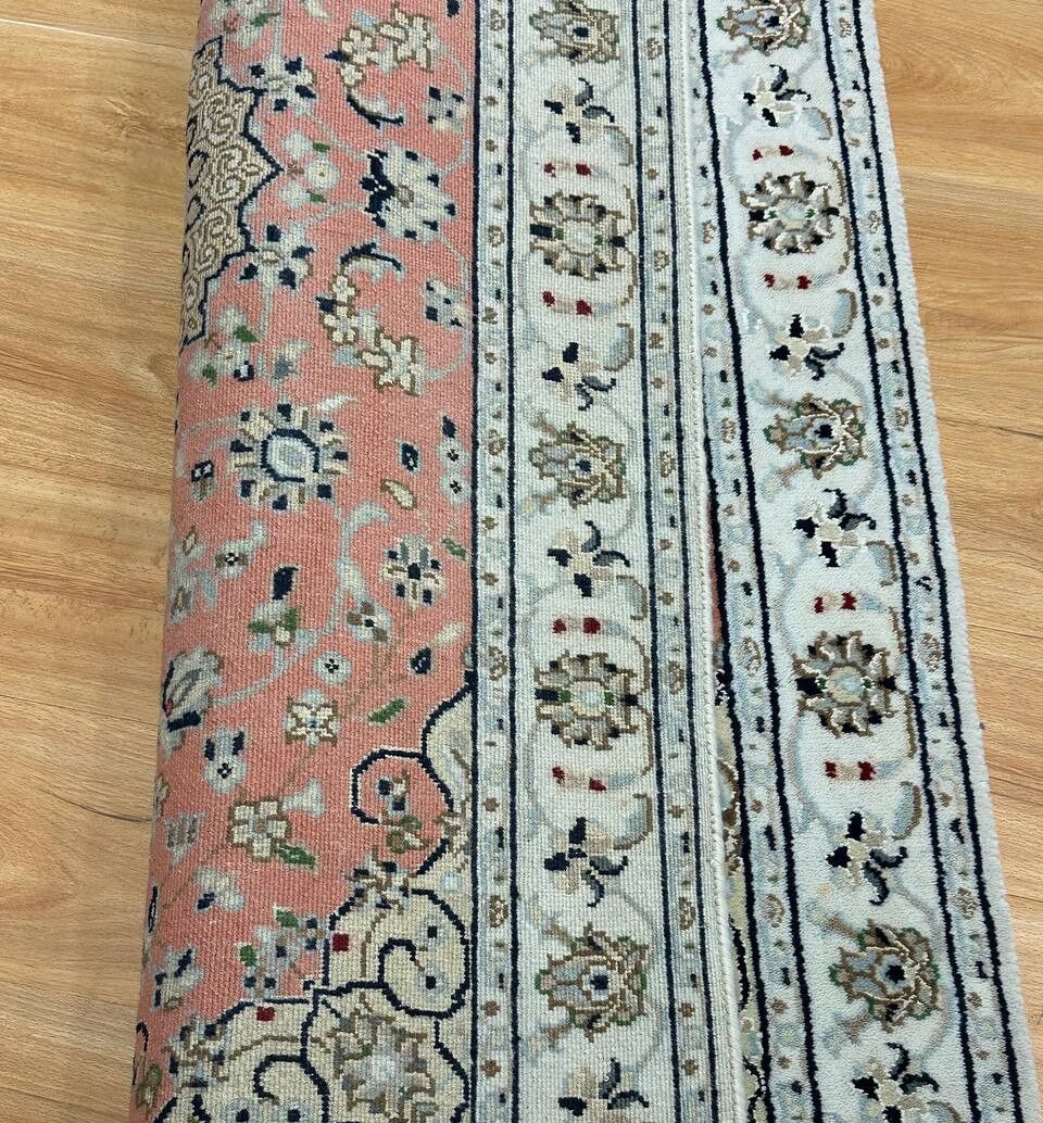 1.3 x 0.7 M Indian Wool & Silk Nain Design Rug - Image 9