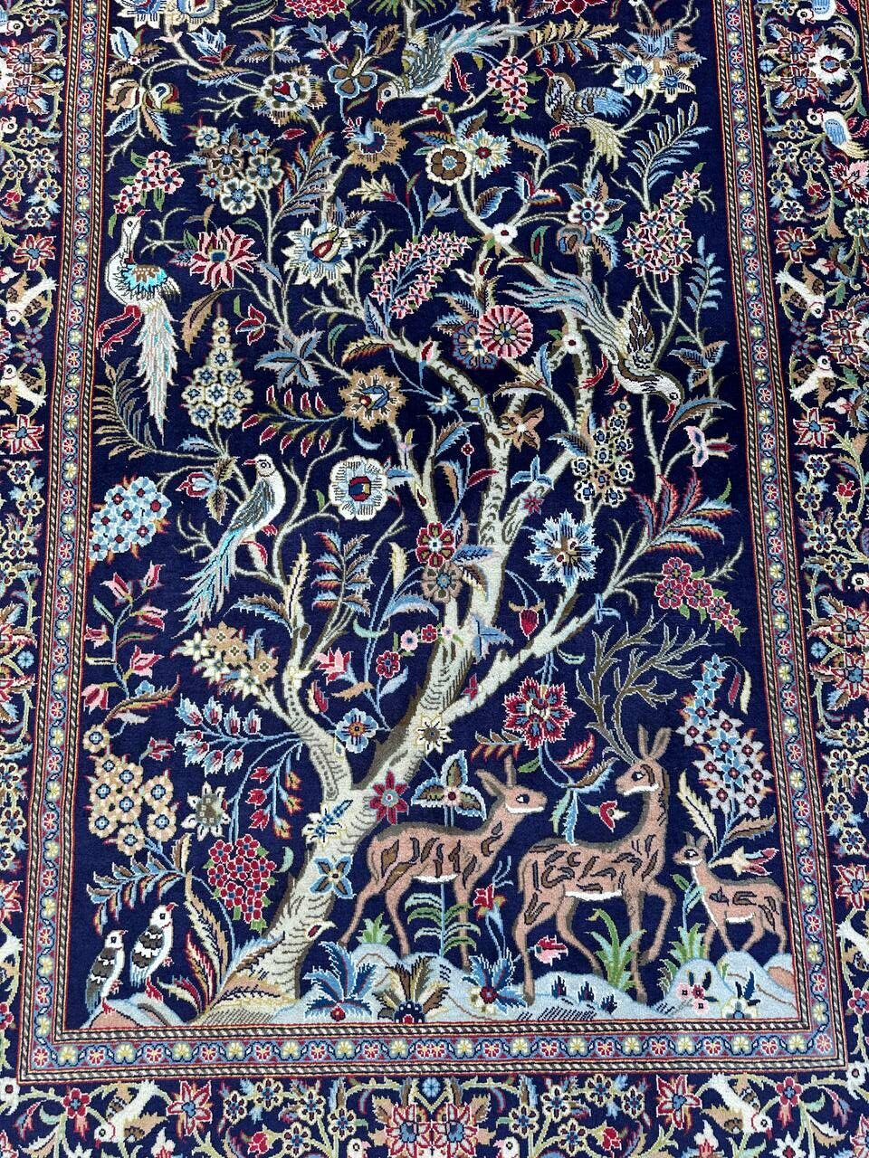 Masterpiece Tree of Life Kashan Rug (Silkinlaid) - Image 9