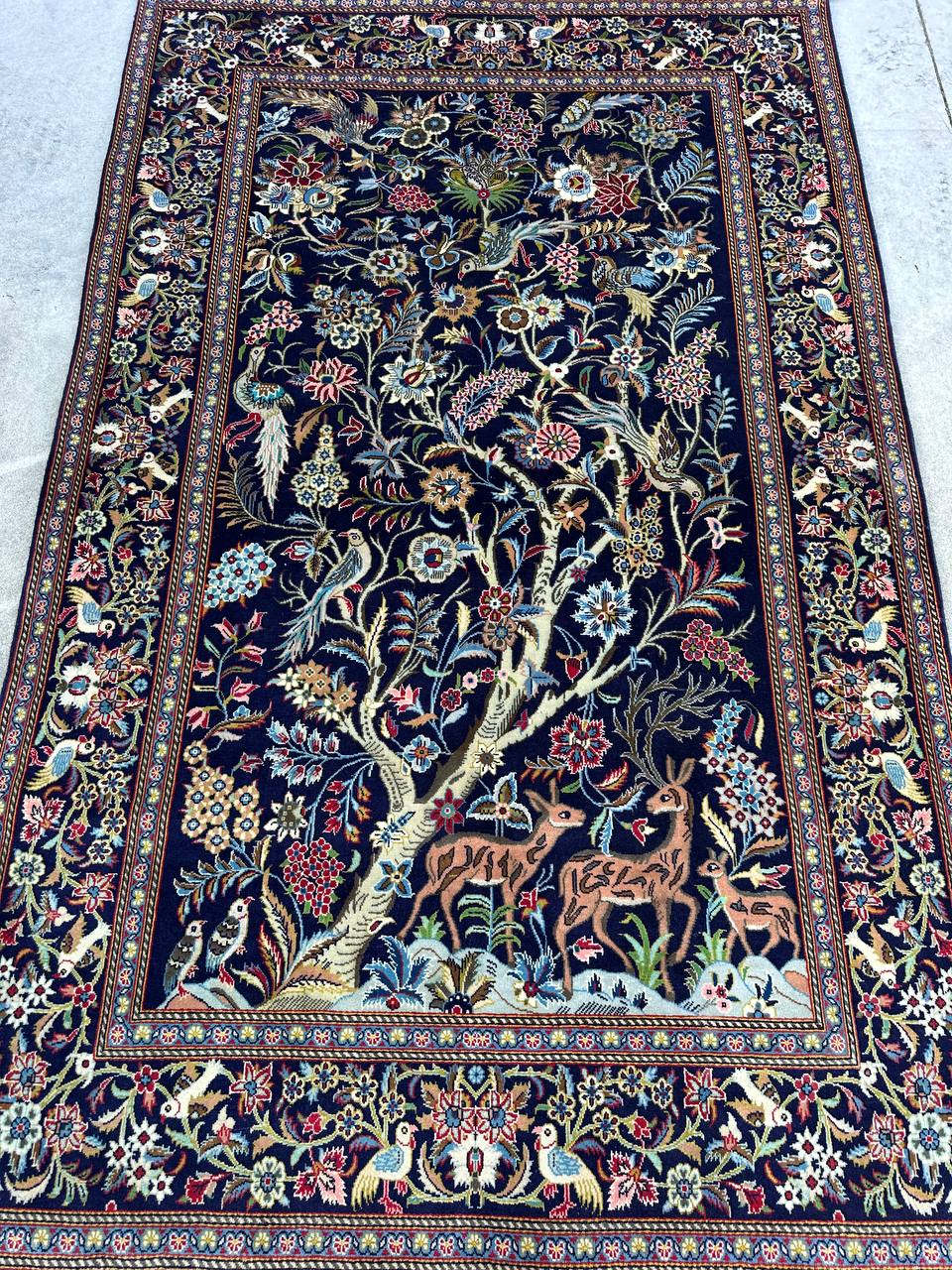 Masterpiece Tree of Life Kashan Rug (Silkinlaid) - Image 13