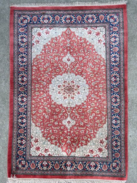 1.17x0.8 M Pure Silk Qom Persian Rug - Image 8