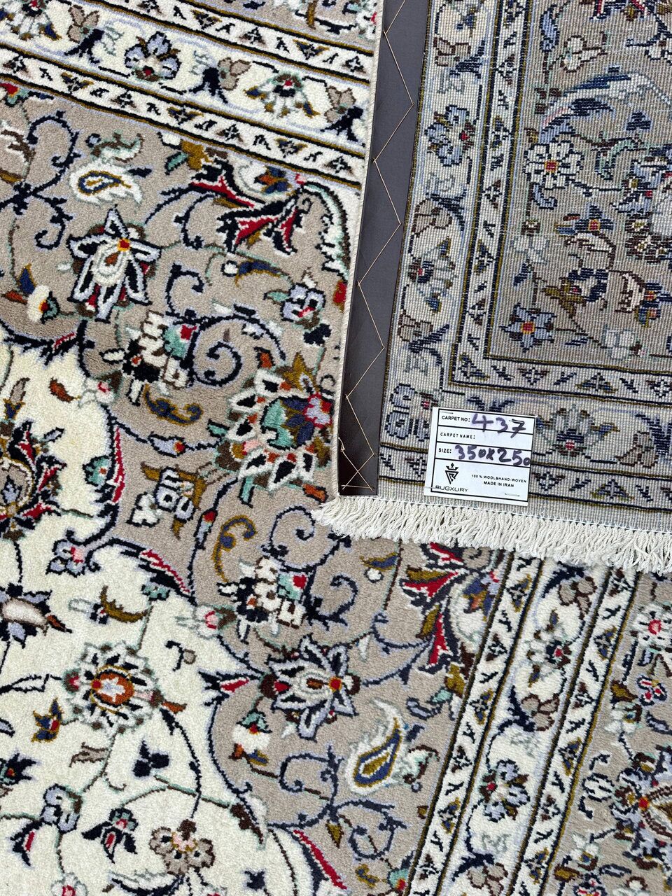 3.5x2.5M Beige Persian Kashan Rug - Image 13