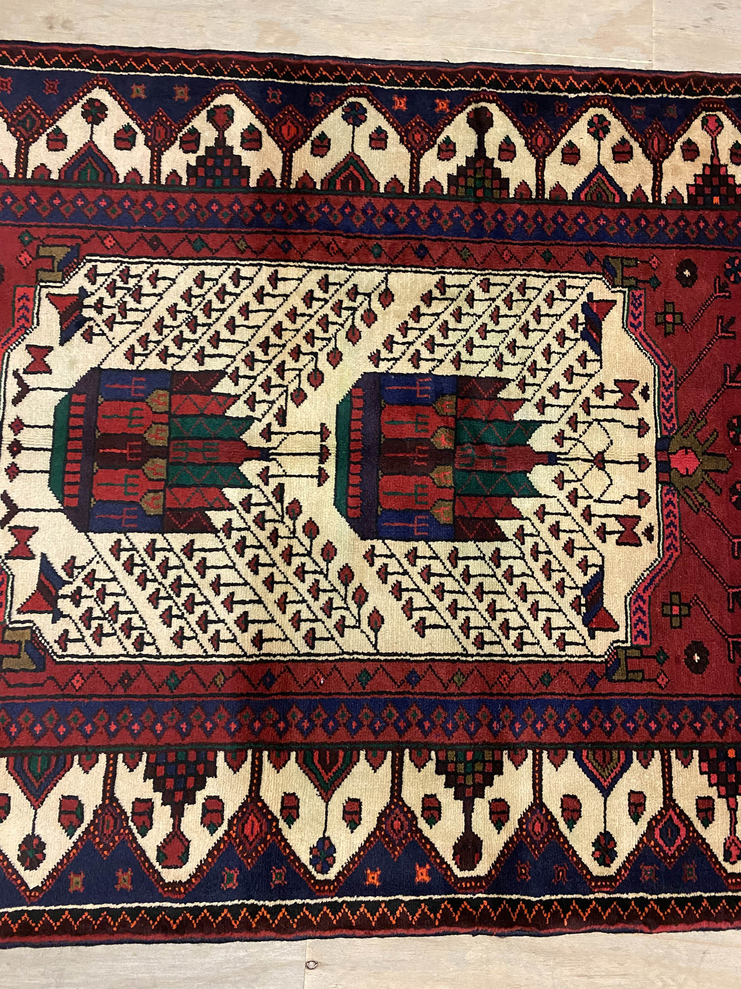 1.4x1.1M Antique Persian Saveh Rug - Image 4