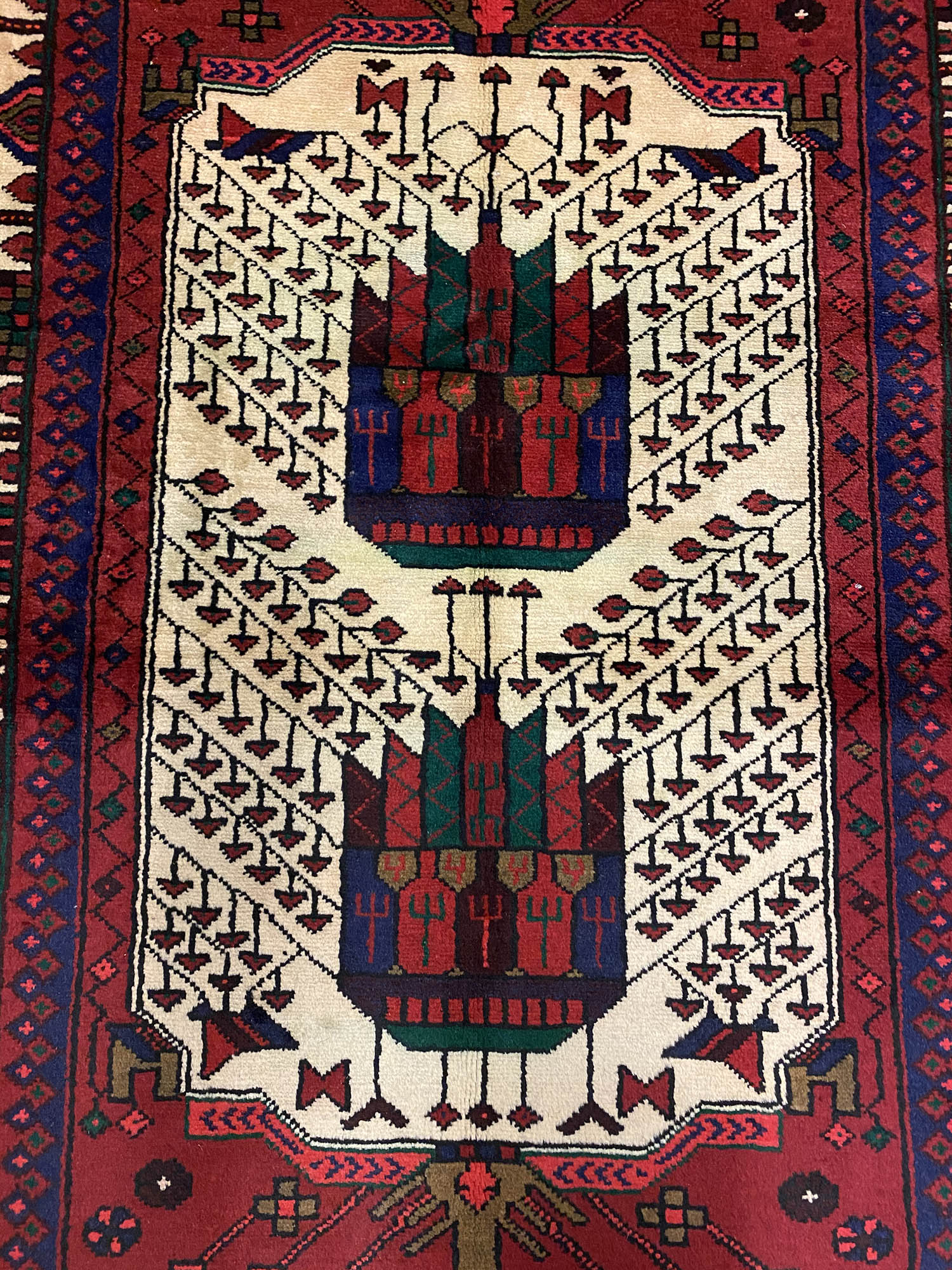 1.4x1.1M Antique Persian Saveh Rug - Image 6