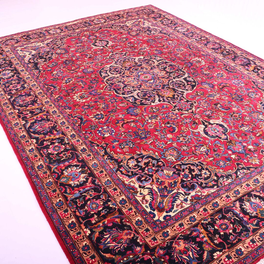 3.4x2.6 Antique & Signed Mashad Persian Rug - Image 2