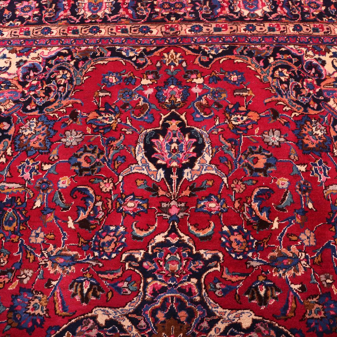 3.4x2.6 Antique & Signed Mashad Persian Rug - Image 6