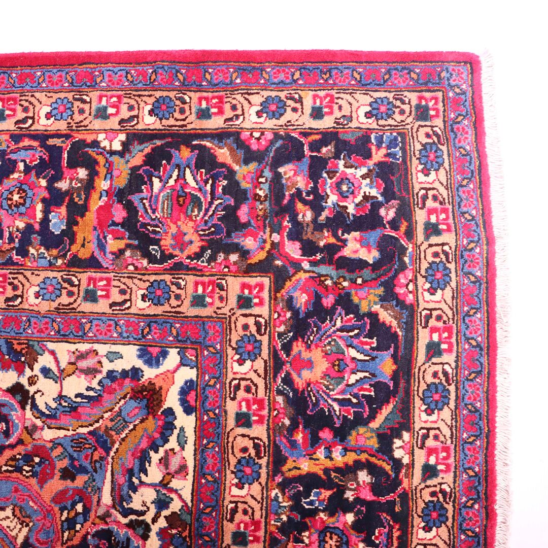 3.4x2.6 Antique & Signed Mashad Persian Rug - Image 8