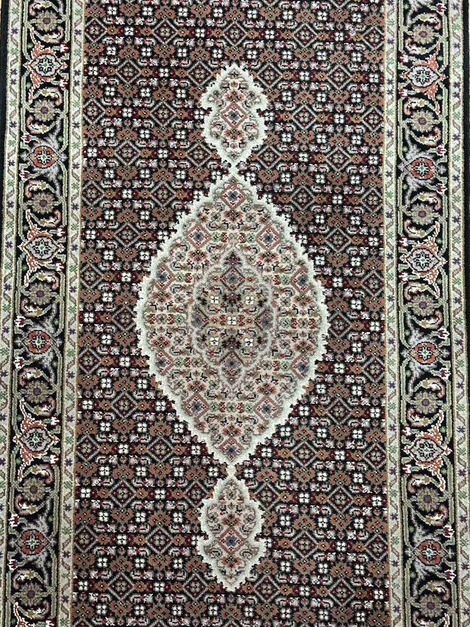 6.3 M Long Indian Wool & Silk Tabriz Runner Mahi Design - Image 3