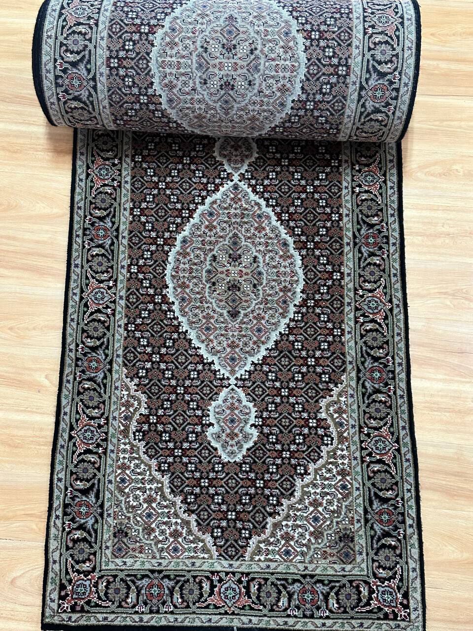 6.3 M Long Indian Wool & Silk Tabriz Runner Mahi Design - Image 5